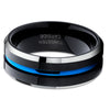 Black Wedding Ring - Blue Tungsten Ring - Tungsten Wedding Band - Tungsten Carbide Ring