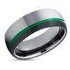 Green Tungsten Ring - Green Wedding Band - Black Tungsten Ring -  Anniversary Ring - 8mm