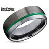 Black Tungsten Wedding Band - Green Tungsten Ring - Anniversary Ring - Gunmetal Ring