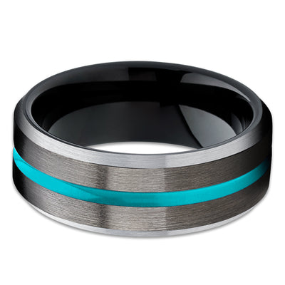 Turquoise Tungsten Ring - Gunmetal Tungsten Ring - Black Tungsten Ring - Unique Ring