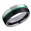 Gunmetal Wedding Ring - Green Tungsten Wedding Band - Black Tungsten Ring - Band