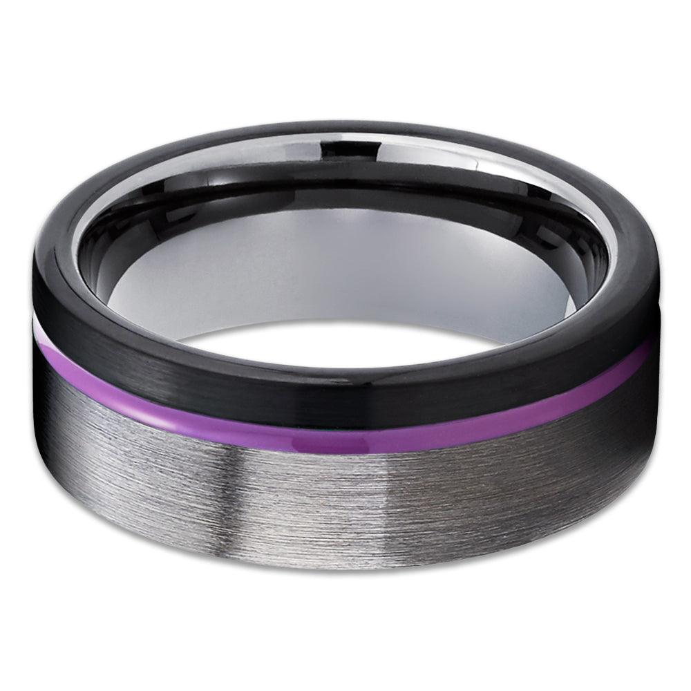 Gunmetal Tungsten Ring - Purple Tungsten Ring - Gunmetal Tungsten Ring - Black Ring