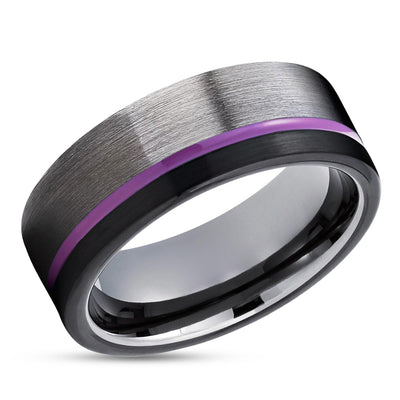 Gunmetal Tungsten Ring - Purple Tungsten Ring - Gunmetal Tungsten Ring - Black Ring