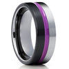 Purple Wedding Ring - Black Tungsten Wedding Ring - Purple Wedding Ring - Tungsten Ring