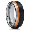 Black Tungsten Wedding Band - Orange Tungsten Ring - Orange Tungsten - Gray Ring