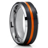 Orange Tungsten Wedding Band - Black Tungsten Ring - Gunmetal Tungsten Ring - Black