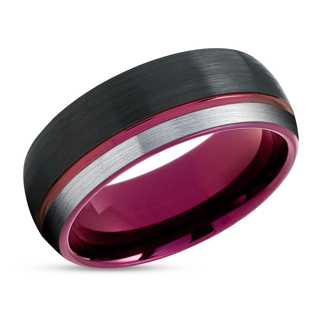 Purple Tungsten Wedding Band - Black Tungsten Ring - Purple Wedding Ring - Tungsten Ring