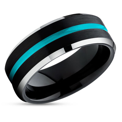 Turquoise Wedding Ring - Black Tungsten Wedding Ring - Wedding Ring - Turquoise Band