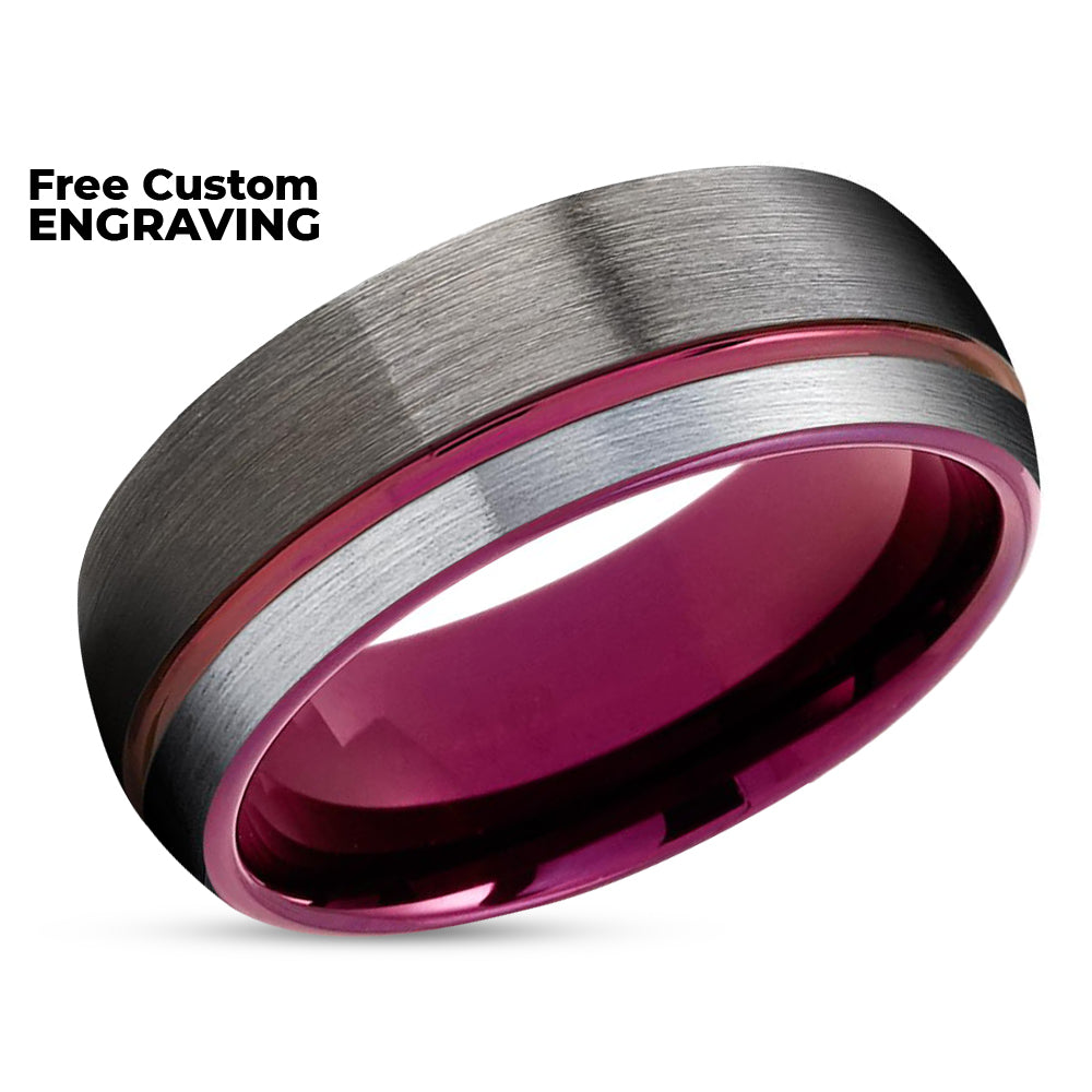 Purple Wedding Ring - Gunmetal Wedding Ring - Tungsten Wedding Ring - Wedding Ring
