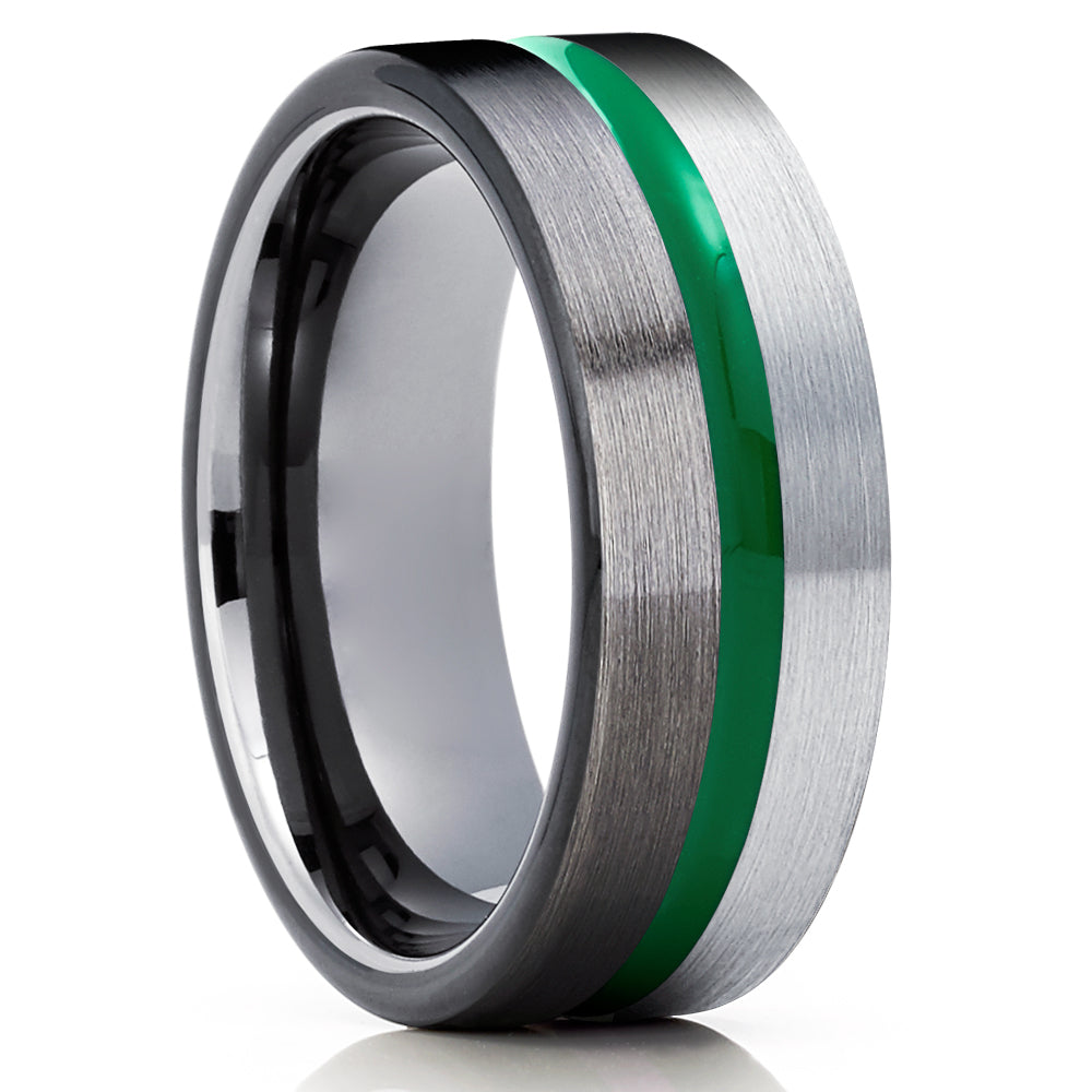 Gunmetal Tungsten Ring - Green Tungsten Ring - Gray Tungsten Ring - Engagement Ring