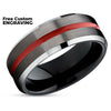 Gunmetal Wedding Ring - Black Tungsten Ring - Red Wedding Ring - Tungsten Wedding Ring