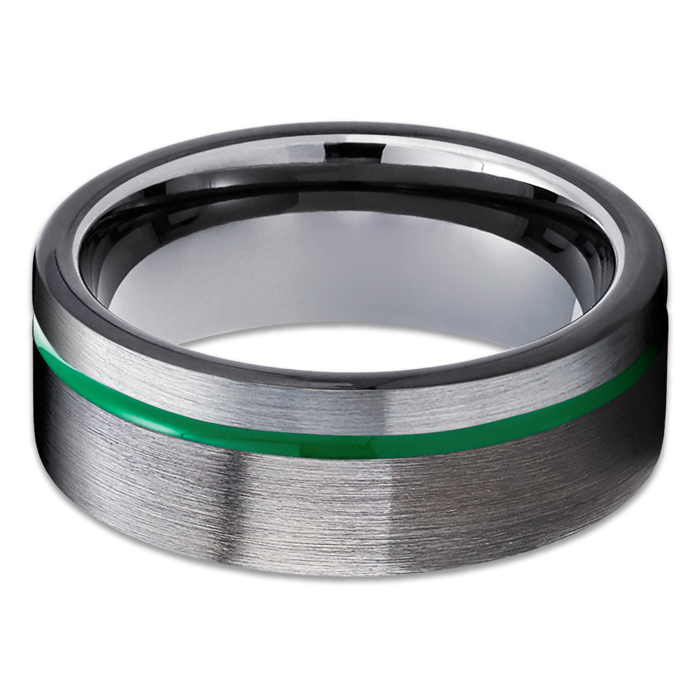 Gunmetal Tungsten Ring - Green Tungsten Ring - Black Tungsten Ring - Green Tungsten