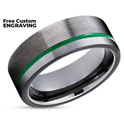 Gunmetal Tungsten Ring - Green Tungsten Ring - Black Tungsten Ring - Green Tungsten