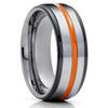 Orange Wedding Band - Gunmetal Tungsten Ring - Orange Wedding Ring - Black Ring