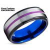 Purple Wedding Ring - Black Wedding Band - Black Ring - Tungsten Wedding Ring
