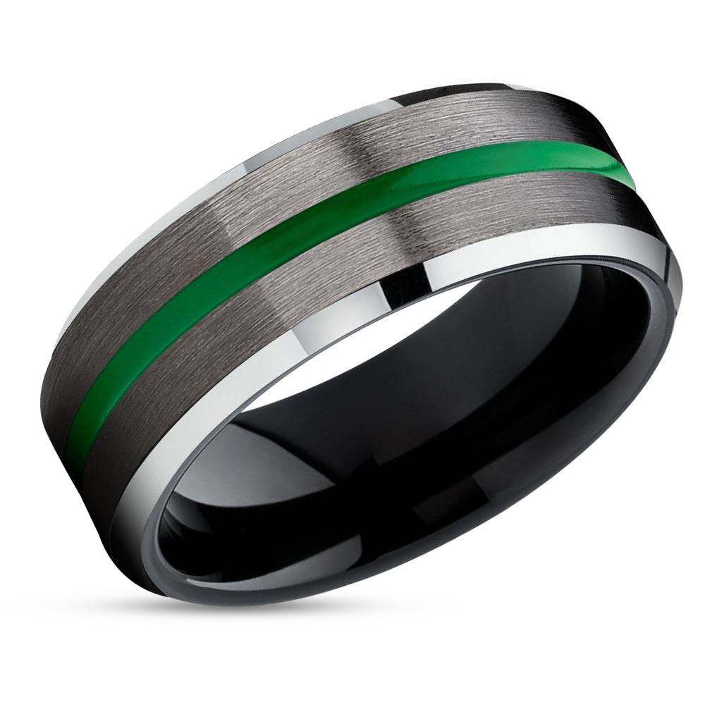 Gunmetal Tungsten Ring - Green Tungsten Ring - Tungsten Carbide - Black Tungsten Ring