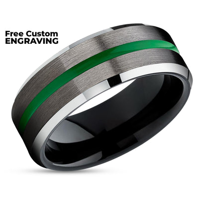 Gunmetal Tungsten Ring - Green Tungsten Ring - Tungsten Carbide - Black Tungsten Ring