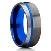 Gunmetal Wedding Ring - Blue Wedding Ring - Gray Tungsten Ring - Anniversary Ring