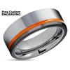 Orange Tungsten Wedding Band - Gunmetal Tungsten Ring - Gray Tungsten Ring - Black