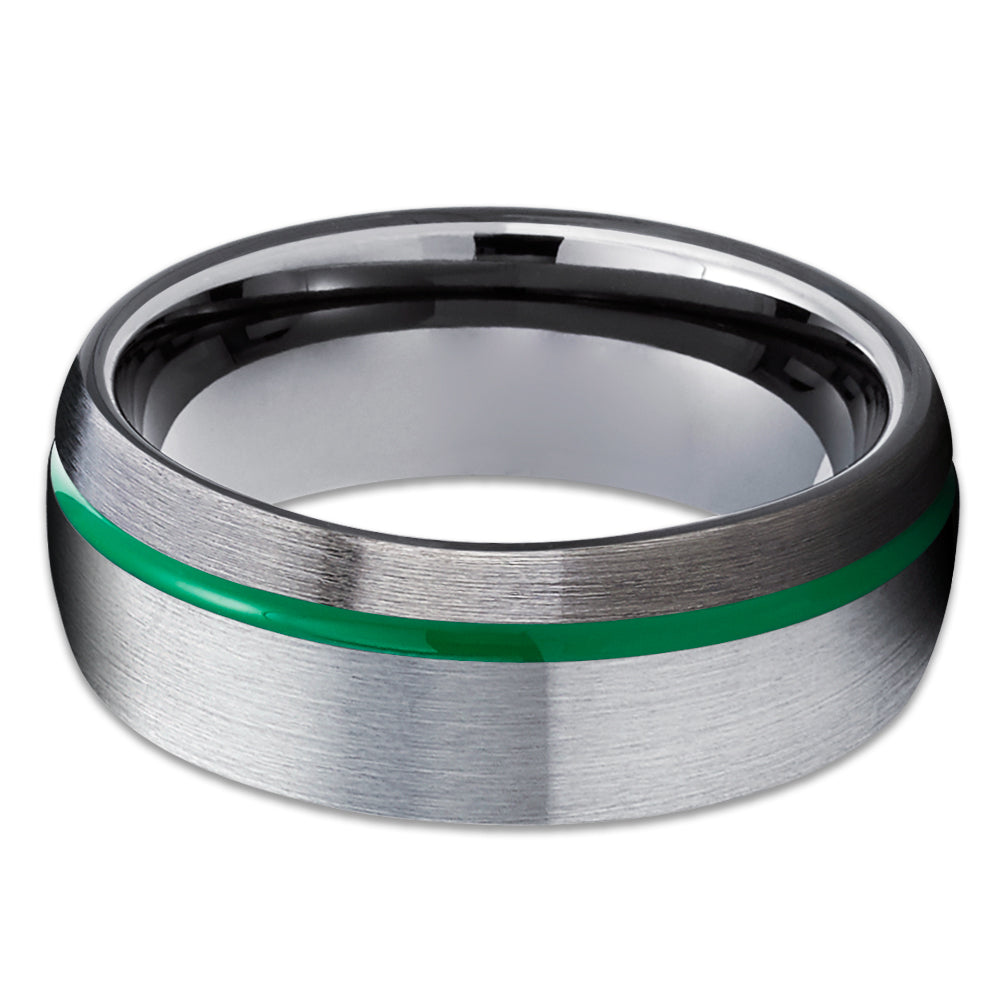 Gunmetal Tungsten Ring - Green Tungsten Ring - Gray Tungsten Ring - Green Ring