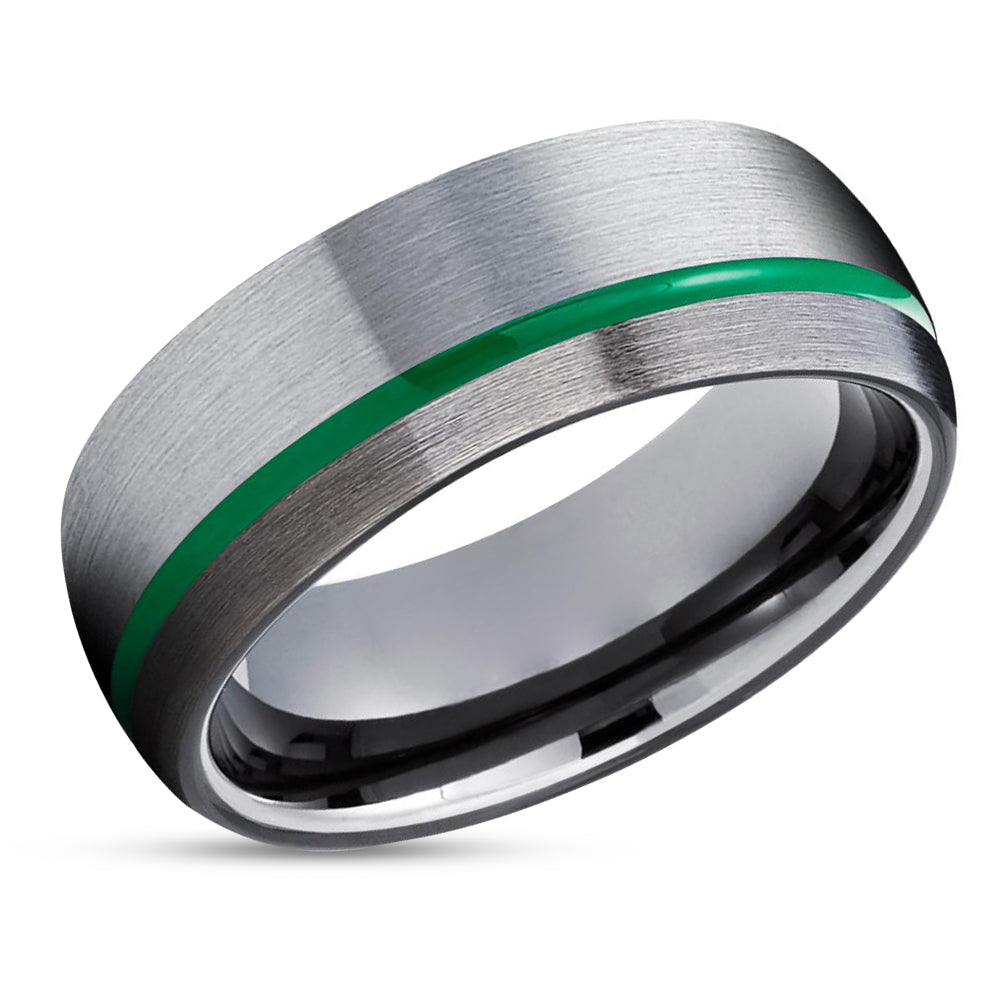 Gunmetal Tungsten Ring - Green Tungsten Ring - Gray Tungsten Ring - Green Ring