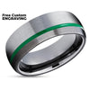 Gunmetal Tungsten Ring - Green Tungsten Ring - Gray Tungsten Ring - Green Ring