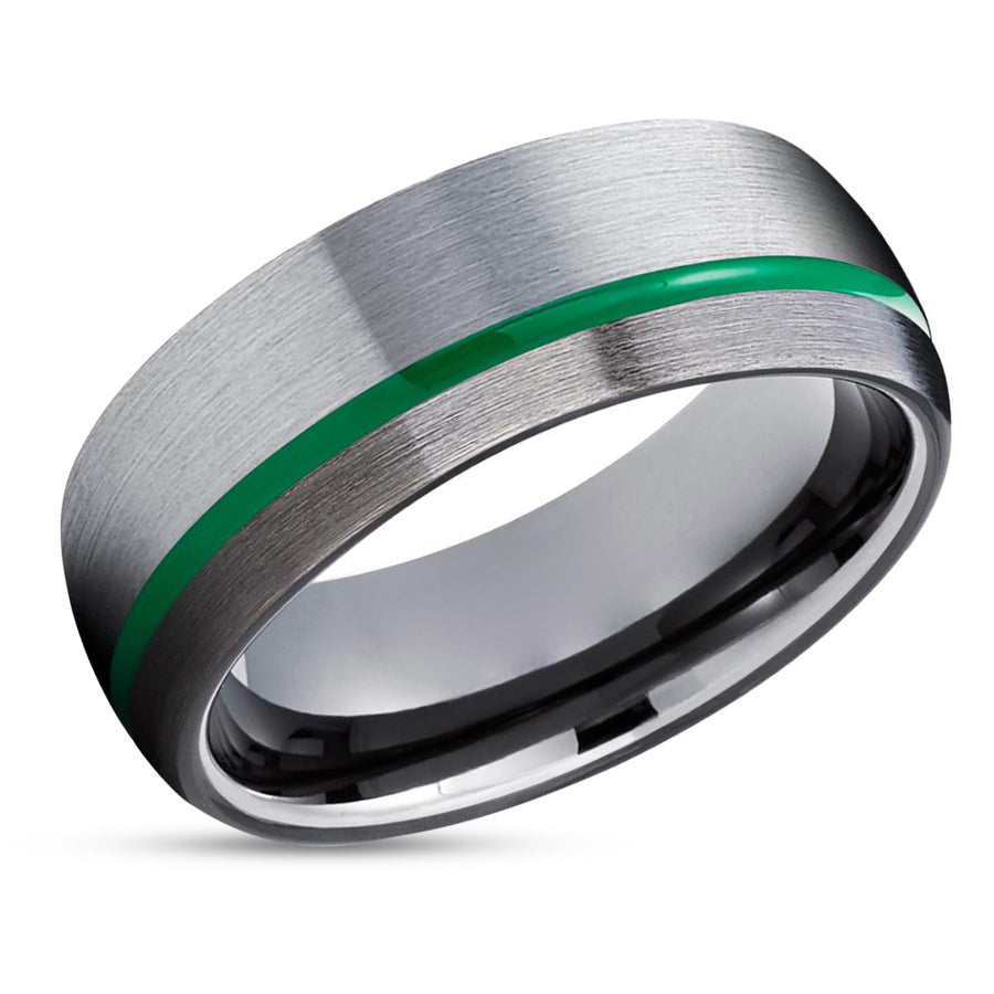Gunmetal Tungsten Ring - Green Tungsten Ring - Gray Tungsten Ring - Green Ring