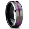 Purple Tungsten Ring - Black Tungsten Ring - Gunmetal Wedding Band - Purple Ring