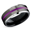 Purple Tungsten Ring - Black Tungsten Ring - Gunmetal Wedding Band - Purple Ring