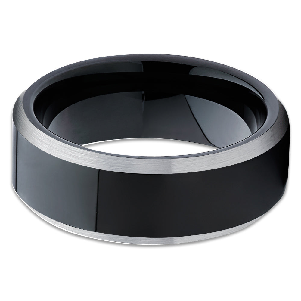 Black Wedding Ring - Shiny Wedding Ring - Black Tungsten Wedding Band - Tungsten Band