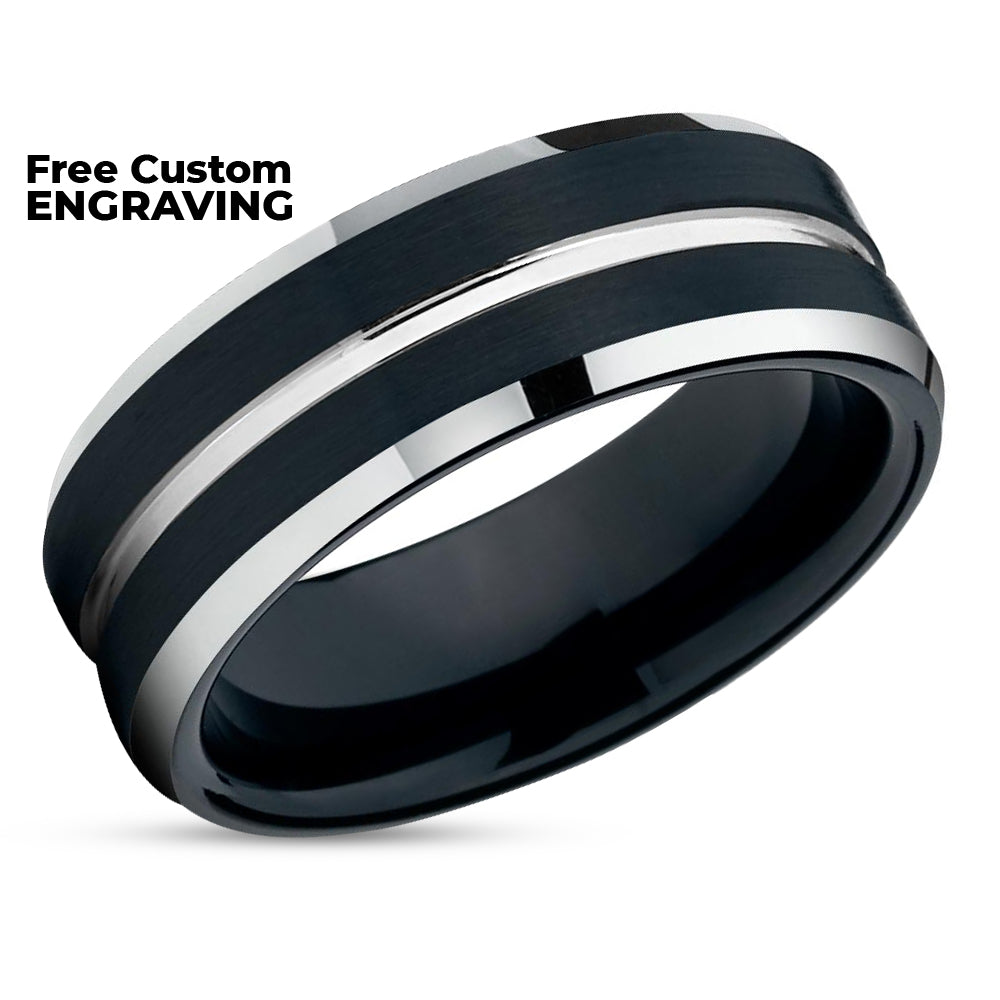 Black Tungsten Wedding Band - Black Tungsten Ring - Black Wedding Ring - Tungsten Ring