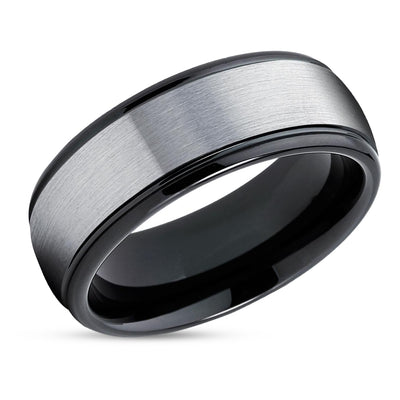 Tungsten Wedding Ring - Black Tungsten Ring - Tungsten Carbide Ring - Silver Ring