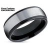 Tungsten Wedding Ring - Black Tungsten Ring - Tungsten Carbide Ring - Silver Ring