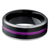 Purple Tungsten Wedding Band - Black Tungsten Ring - Men's Tungsten Ring - Women's