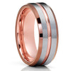 Rose Gold Wedding Ring - Espresso Wedding Band - Tungsten Carbide Ring - Ring