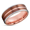Espresso Tungsten Ring - Espresso Wedding Band - Rose Gold Tungsten Ring - Engagement