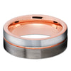 Gunmetal Tungsten Wedding Ring - Rose Gold - Tungsten Carbide Ring - Gunmetal Ring
