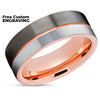 Gunmetal Tungsten Wedding Ring - Rose Gold - Tungsten Carbide Ring - Gunmetal Ring