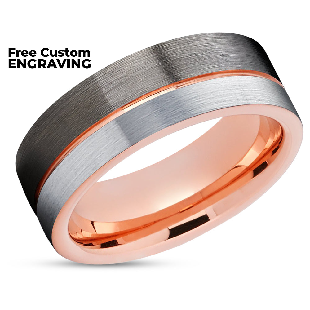 Rose Gold Tungsten Ring - Rose Gold Wedding Ring - Tungsten Carbide Ring - Wedding Band