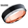 Rose Gold Tungsten Ring - Black Tungsten Ring - Black Tungsten Ring - Black