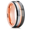 Gunmetal Tungsten Ring - Rose Gold Tungsten Ring - Engagement Ring - Anniversary Ring