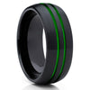 Green Tungsten Wedding Band - Green Ring - Green Tungsten Ring - 8mm - Clean Casting Jewelry