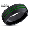 Green Tungsten Wedding Ring - Green Wedding Band - Black Tungsten Ring - Green Ring