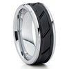 Black Tungsten Ring - Men's Wedding Band - Black Tungsten Band - 8mm - Clean Casting Jewelry