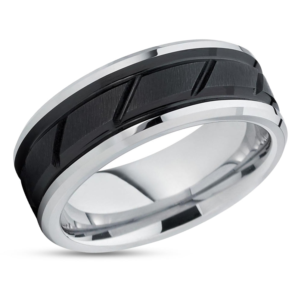 Black Tungsten Ring - Men's Wedding Band - Black Tungsten Band - 8mm