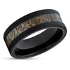 Tungsten Carbide Ring - Deer Antler Wedding Ring - Black Tungsten Ring - Tungsten Band