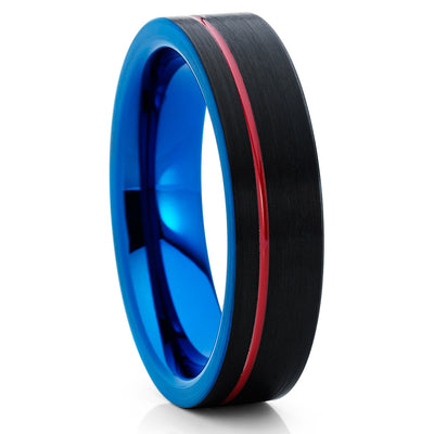 6mm - Red Tungsten Ring - Tungsten Wedding Band - Blue Tungsten Ring - Clean Casting Jewelry