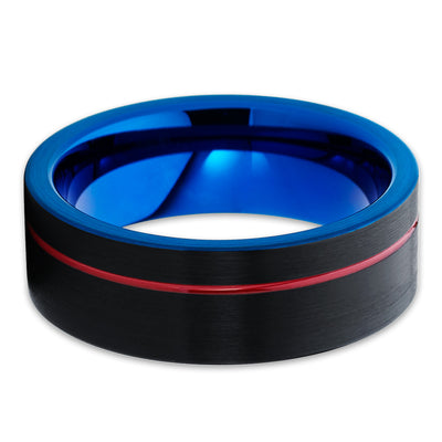 Black Tungsten Ring - Blue Tungsten - Red Tungsten Ring - Brush - Clean Casting Jewelry