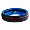 6mm - Red Tungsten Ring - Blue Tungsten Wedding Band - Black Ring - Clean Casting Jewelry