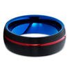 Black Tungsten Ring - Blue Tungsten - Red Tungsten Ring - Brush Band - Clean Casting Jewelry